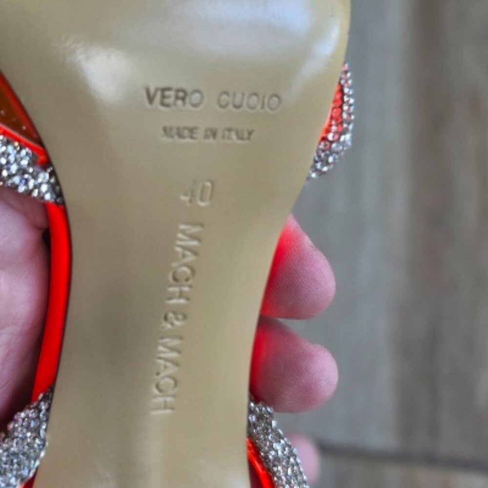 MACH & MACH PVC & ORANGE PATENT LEATHER EMBELLISHED CRYSTAL DB BOW PUMPS EUR. 40 - Picture 13 of 14